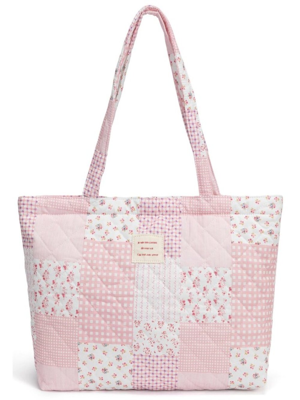 Quilted Tote Bag for Women, Cute Tote Bag with Top Zipper for College Work